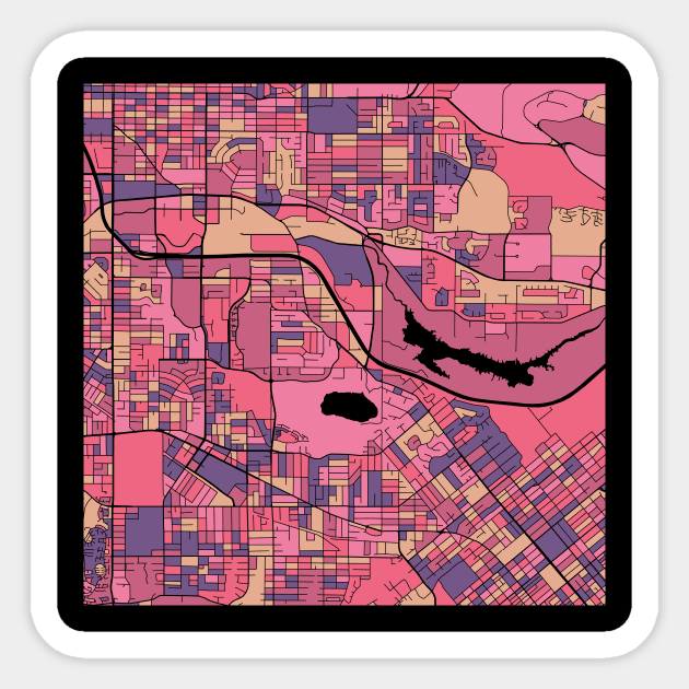 Burnaby Map Pattern in Purple & Pink Sticker by PatternMaps